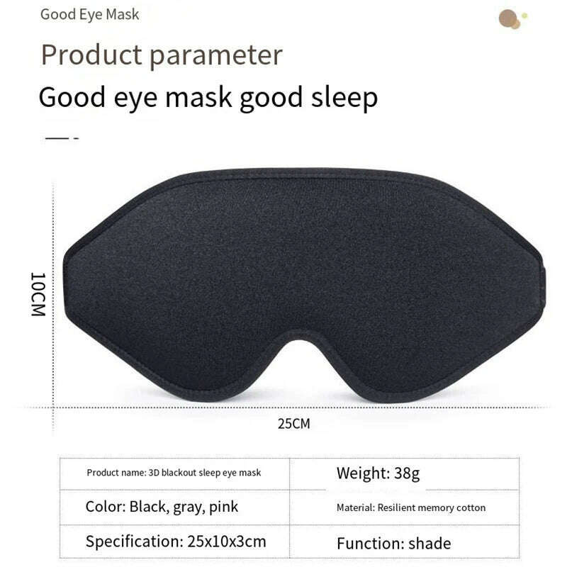 3D Sleep Mask Blindfold Sleeping Aid Eye Mask Soft Memory Foam Face Mask Eyeshade 99% Blockout Light Slaapmasker Eye Cover Patch - KIMLUD