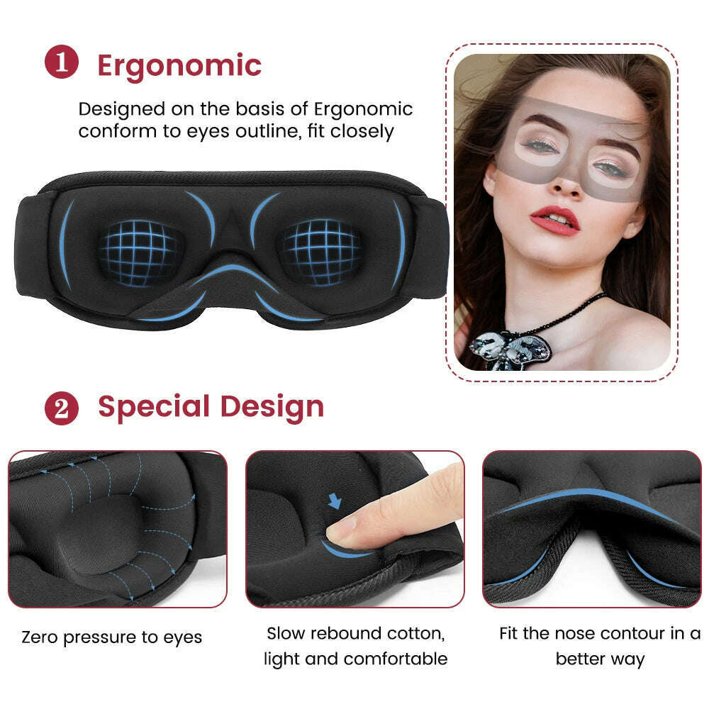3D Sleep Mask Blindfold Sleeping Aid Eyepatch Eye Cover Sleep Patches Eyeshade Breathable Face Mask Eyemask Health Care for Rest - KIMLUD