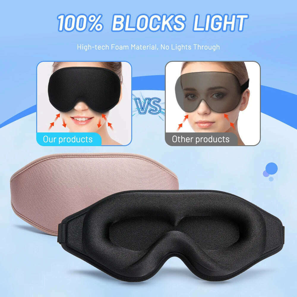 3D Sleeping Mask Eye Mask for Sleep Memory Foam Eye Shade Washable Breathable Eye Patch Portable Blindfold Travel Slaapmasker - KIMLUD