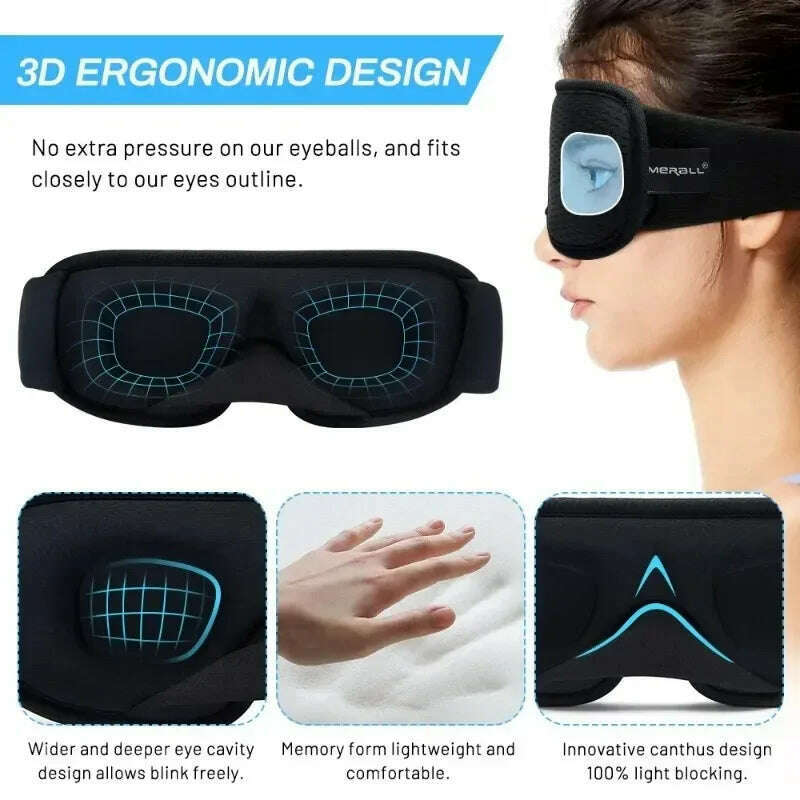 KIMLUD, 3D Sleeping Mask For Eyes Soft Sleeping Aid Eye Mask Block Out Light Sleep Mask Eyeshade Night Breathable Sleepmasker, KIMLUD Womens Clothes