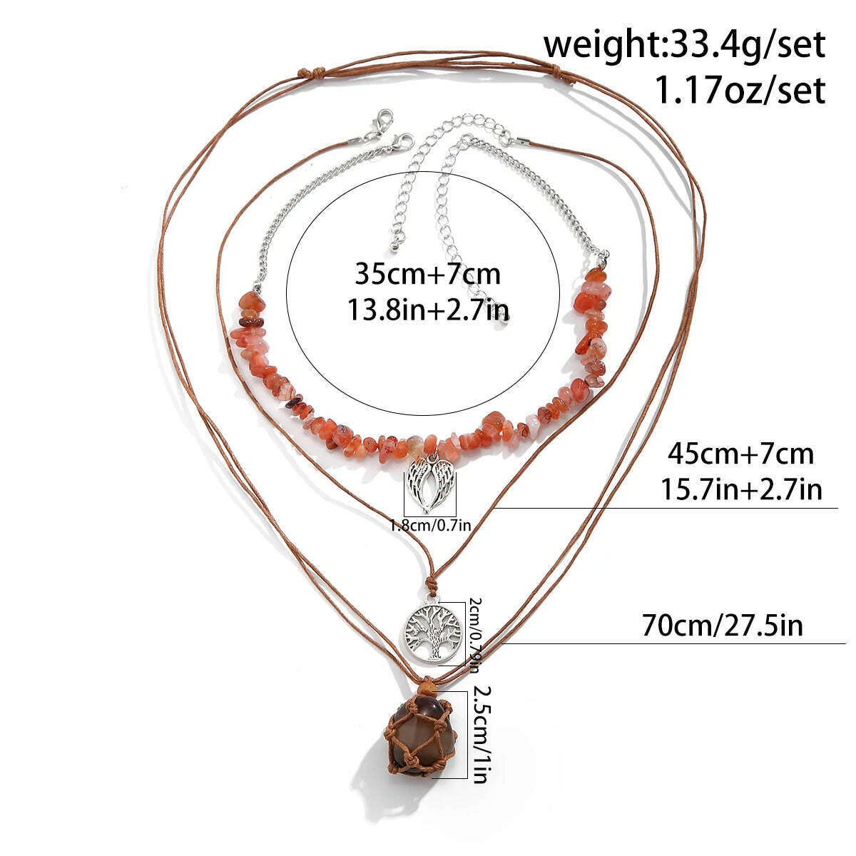 KIMLUD, 3Pcs Creative Stone Holder Cage Tree Dragonfly Pendant Choker Necklace Women Boho Rope Chain Aesthetic Y2K Jewelry Accessorie, KIMLUD Womens Clothes