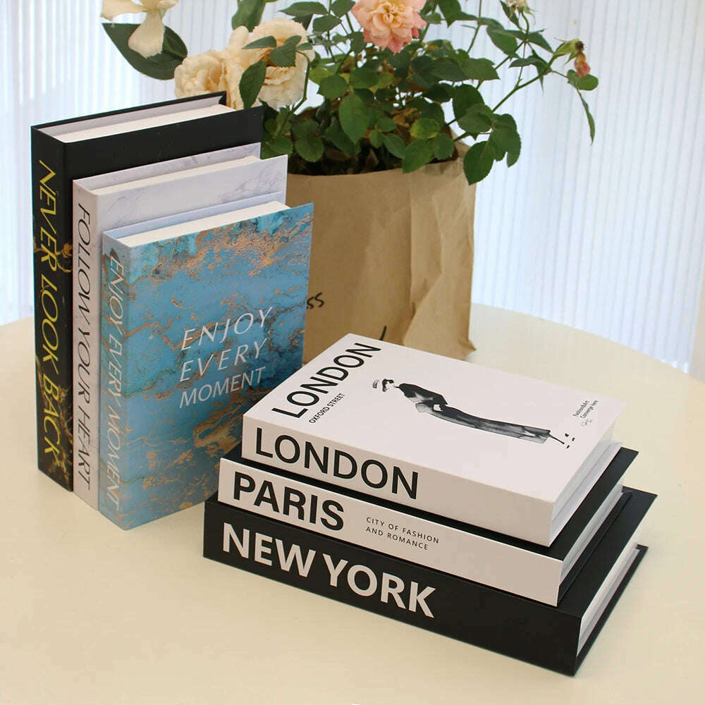 3Pcs Fake Books Ornament Decorative Fake Book For Home Bookshelf Decor Living Room Coffee Table Books Multiple Size - KIMLUD