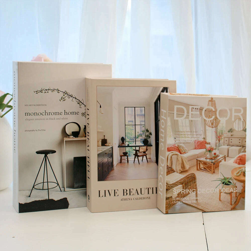 3Pcs Fake Books Ornament Decorative Fake Book For Home Bookshelf Decor Living Room Coffee Table Books Multiple Size - KIMLUD