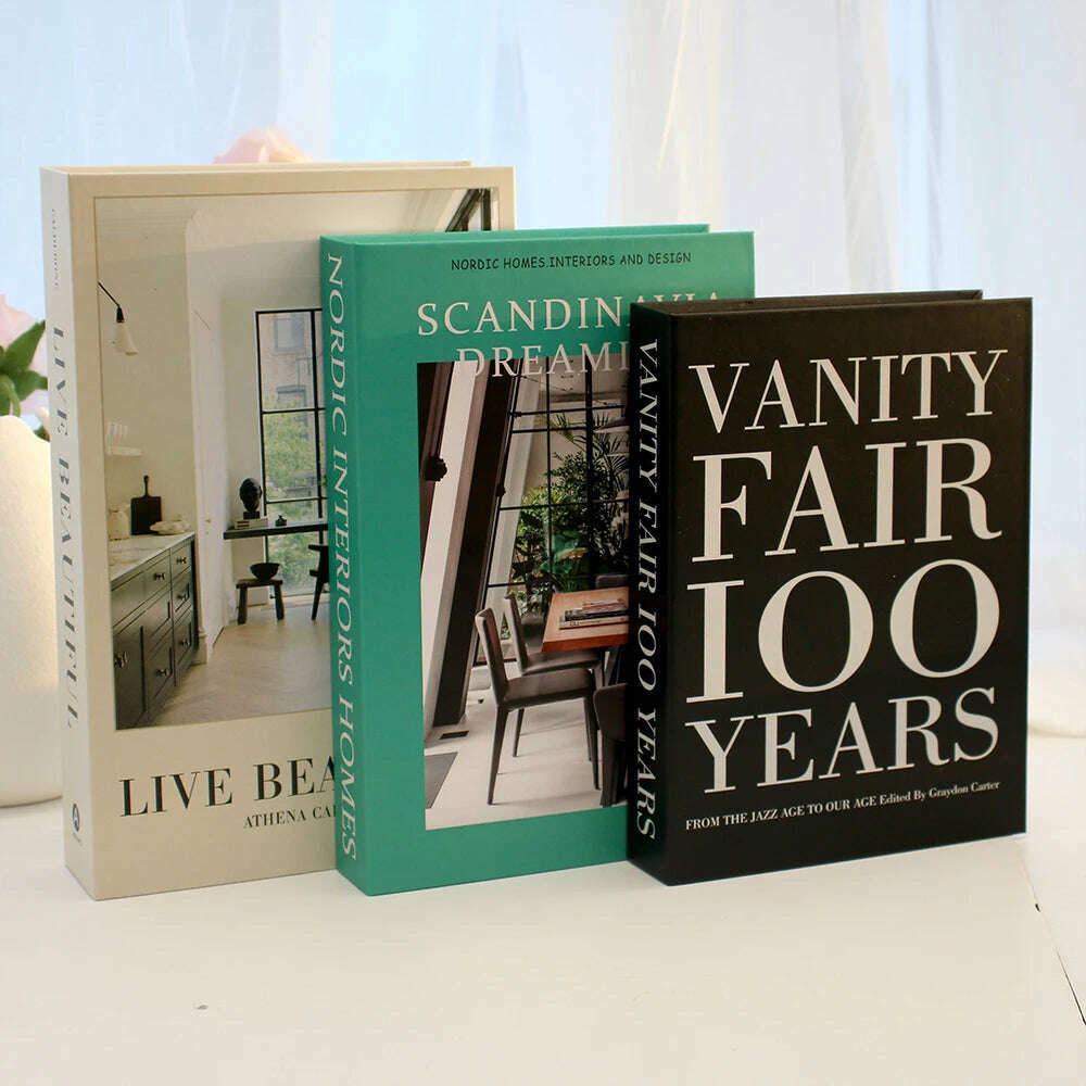 3Pcs Fake Books Ornament Decorative Fake Book For Home Bookshelf Decor Living Room Coffee Table Books Multiple Size - KIMLUD