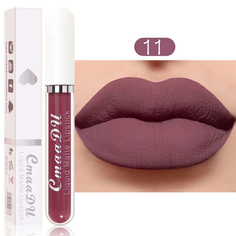 KIMLUD, 3Pcs/Set Waterproof Matte Nude Lip Gloss Brown Nude Pigment Dark Red Long Lasting Velvet Liquid Lipstick Women Makeup Lip Glaze, 1PCS 11, KIMLUD Womens Clothes