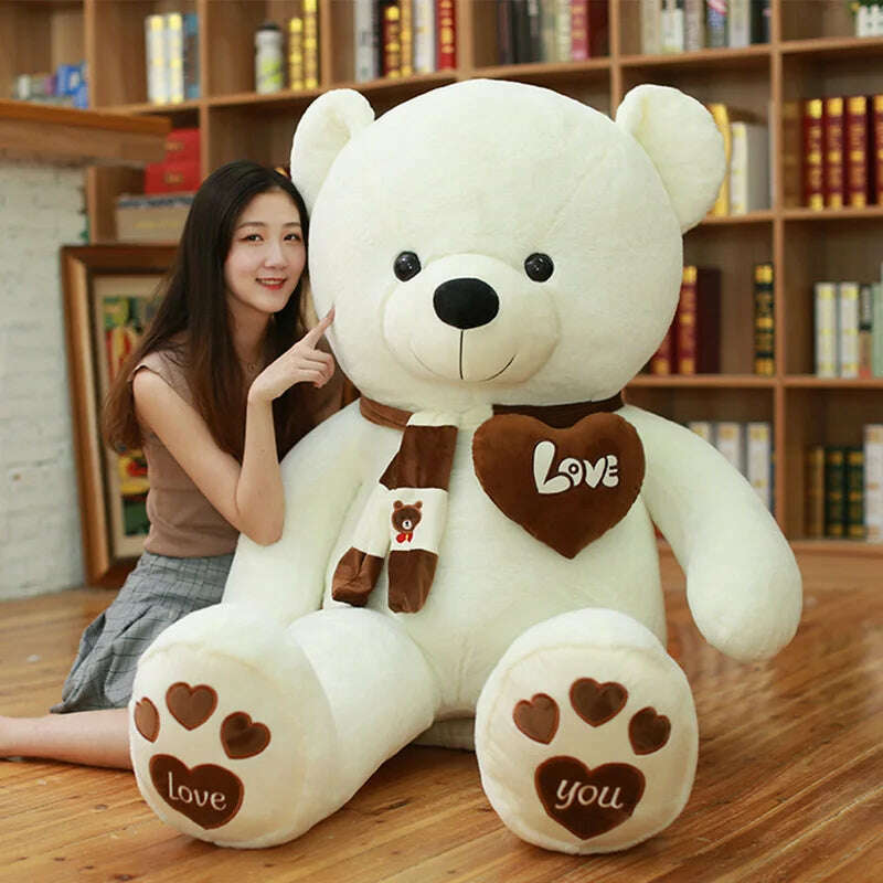 KIMLUD, 4 Colors High Quality 80/100CM Teddy Bear With Scarf Stuffed Animals Bear Plush Toys Teddy Bear Doll Lovers Birthday Baby Gift, KIMLUD Womens Clothes