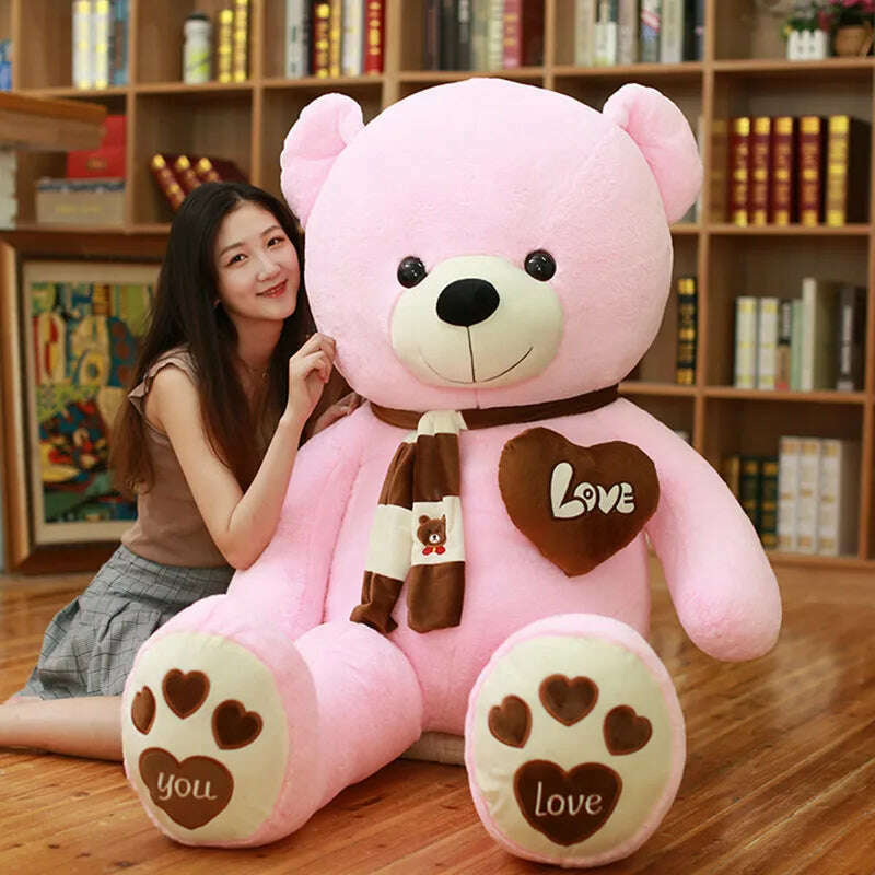 KIMLUD, 4 Colors High Quality 80/100CM Teddy Bear With Scarf Stuffed Animals Bear Plush Toys Teddy Bear Doll Lovers Birthday Baby Gift, KIMLUD Womens Clothes