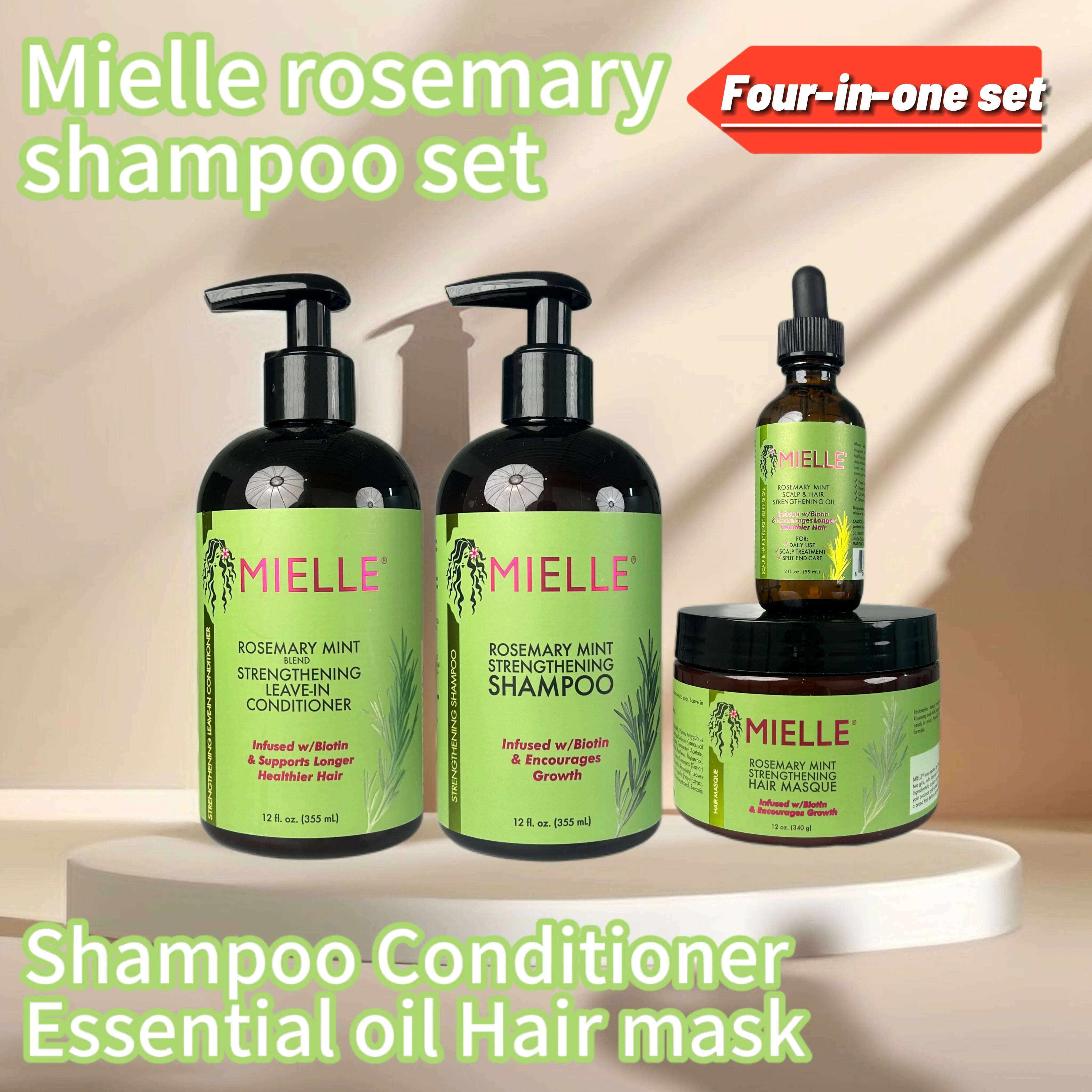 KIMLUD, 4 in 1 Mielle Organics Rosemary SET Enhanced Hair Mask Essential Oil Strong Conditioner Moisturizing Repair Hair Care Shampoo, KIMLUD Womens Clothes