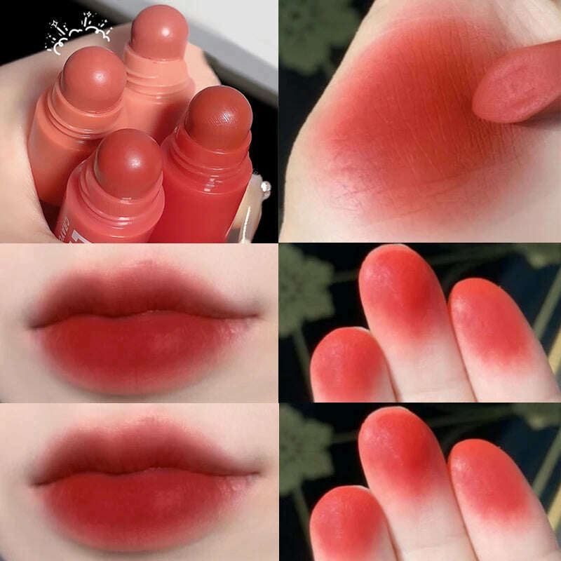 KIMLUD, 4 In 1 Nude Matte Lipstick Pencil Kit Velvet Sexy Red Lip Tint Non-stick Cup Multicolour Lipstick Pen Makeup Lips Cosmetic Set, KIMLUD Women's Clothes