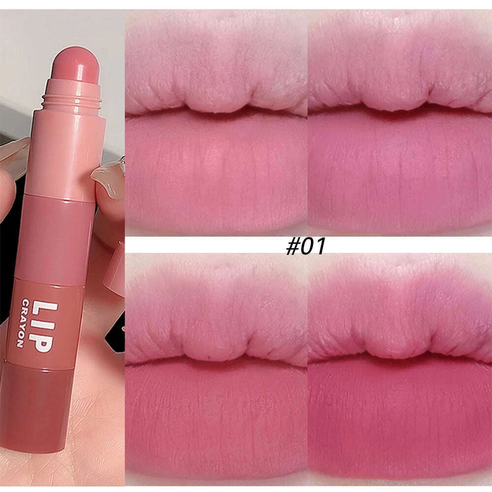 KIMLUD, 4 In 1 Nude Matte Lipstick Pencil Kit Velvet Sexy Red Lip Tint Non-stick Cup Multicolour Lipstick Pen Makeup Lips Cosmetic Set, 01, KIMLUD Women's Clothes