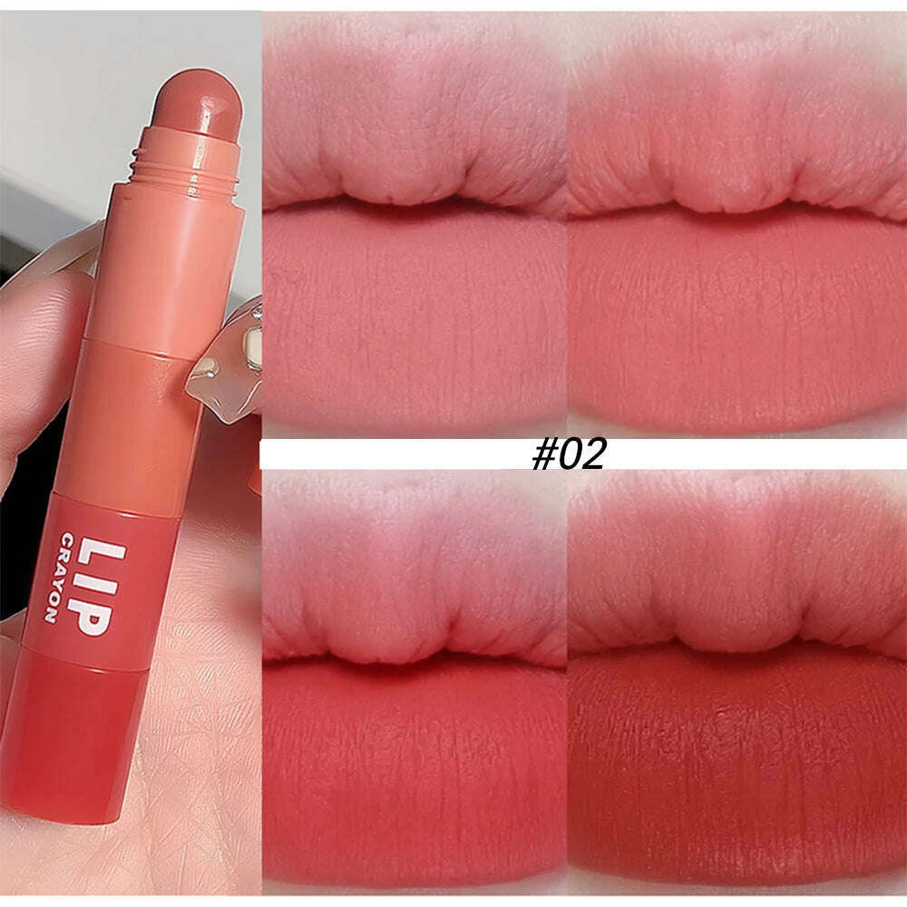 KIMLUD, 4 In 1 Nude Matte Lipstick Pencil Kit Velvet Sexy Red Lip Tint Non-stick Cup Multicolour Lipstick Pen Makeup Lips Cosmetic Set, 02, KIMLUD Women's Clothes