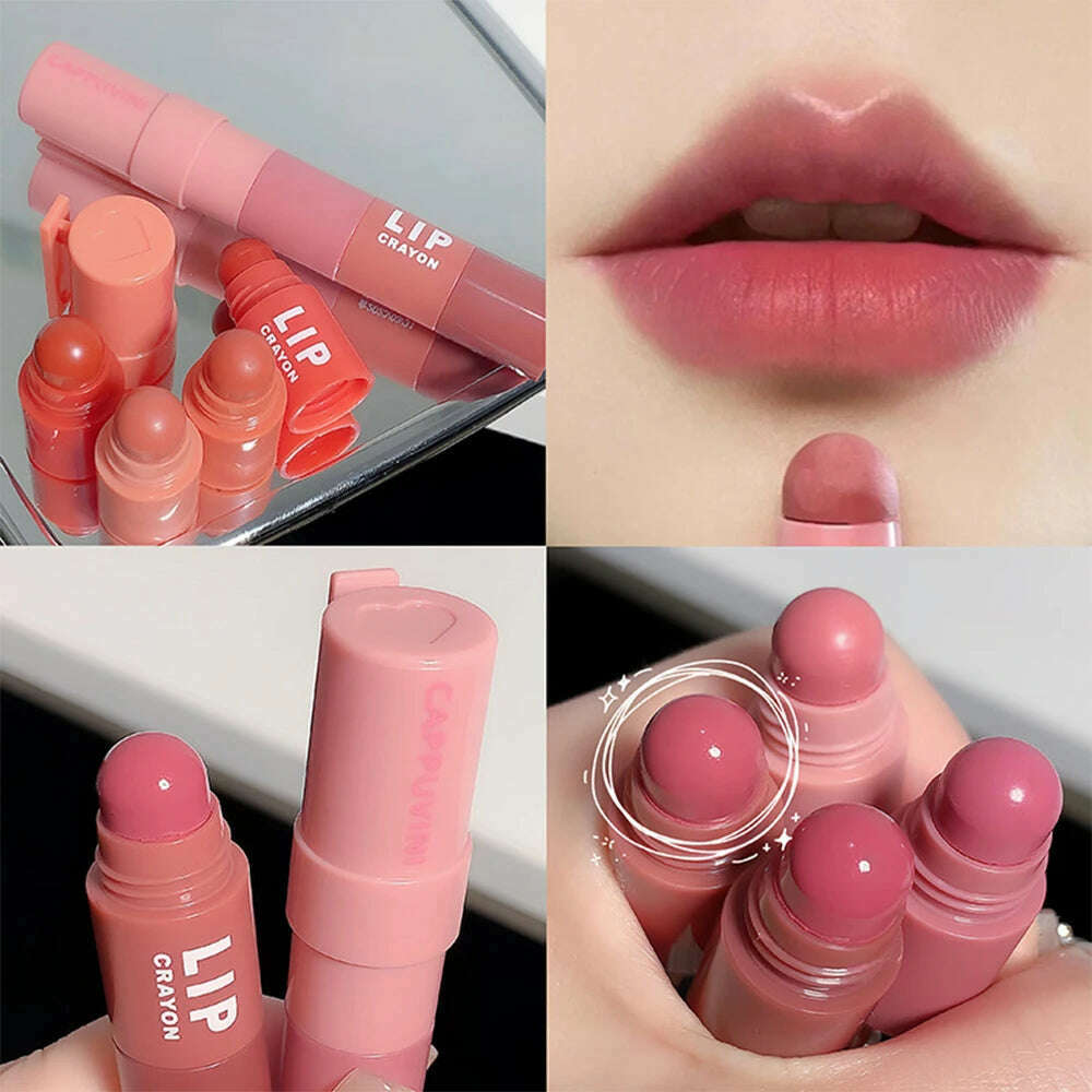 KIMLUD, 4 In 1 Nude Matte Lipstick Pencil Kit Velvet Sexy Red Lip Tint Non-stick Cup Multicolour Lipstick Pen Makeup Lips Cosmetic Set, KIMLUD Womens Clothes