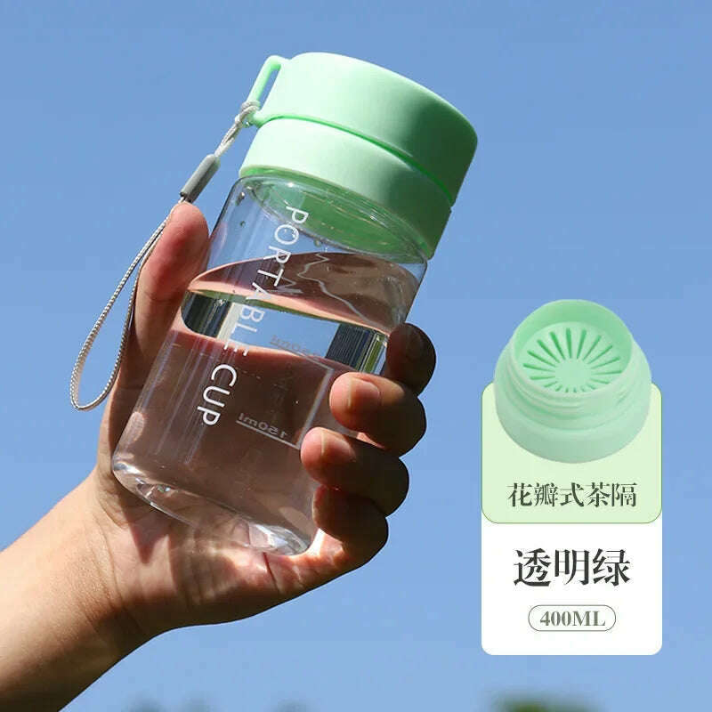 KIMLUD, 400/600/800ml Outdoor Large Capacity Sports Water Bottle Scrub Plastic Cup Portable Anti-Drop Water Cup Air Up Drinkfles, clea green 400ml / ., KIMLUD Womens Clothes