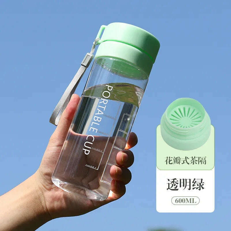 KIMLUD, 400/600/800ml Outdoor Large Capacity Sports Water Bottle Scrub Plastic Cup Portable Anti-Drop Water Cup Air Up Drinkfles, clear green 600ml / ., KIMLUD Womens Clothes