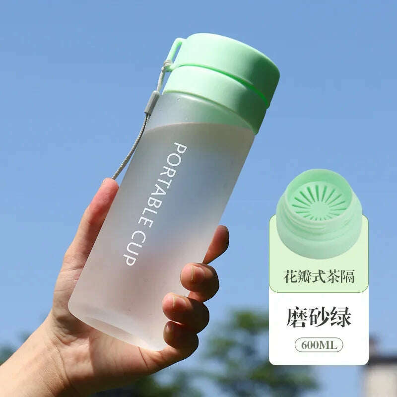 KIMLUD, 400/600/800ml Outdoor Large Capacity Sports Water Bottle Scrub Plastic Cup Portable Anti-Drop Water Cup Air Up Drinkfles, Frosted green 600ml / ., KIMLUD Womens Clothes