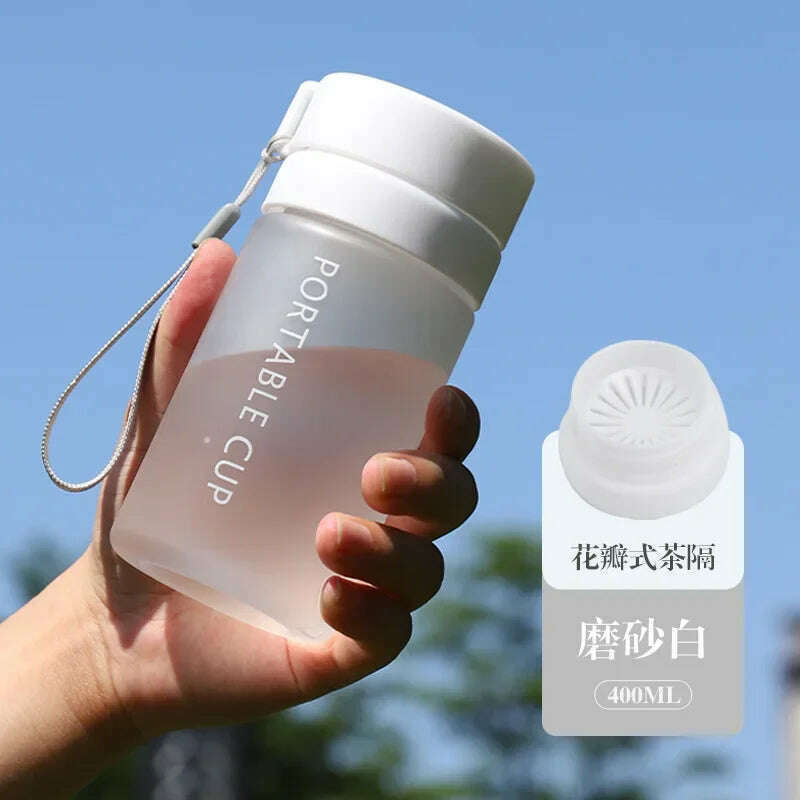 KIMLUD, 400/600/800ml Outdoor Large Capacity Sports Water Bottle Scrub Plastic Cup Portable Anti-Drop Water Cup Air Up Drinkfles, Matte white 400ml / ., KIMLUD Womens Clothes