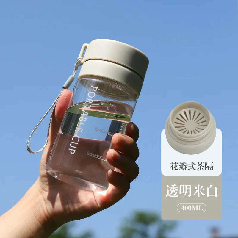 KIMLUD, 400/600/800ml Outdoor Large Capacity Sports Water Bottle Scrub Plastic Cup Portable Anti-Drop Water Cup Air Up Drinkfles, clear White 400ml / ., KIMLUD Womens Clothes