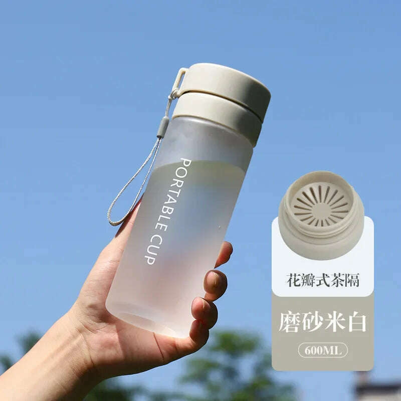 KIMLUD, 400/600/800ml Outdoor Large Capacity Sports Water Bottle Scrub Plastic Cup Portable Anti-Drop Water Cup Air Up Drinkfles, Frosted white 600ml 1 / ., KIMLUD Womens Clothes