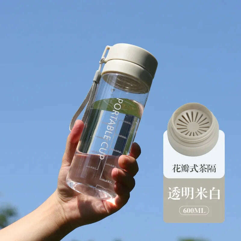 KIMLUD, 400/600/800ml Outdoor Large Capacity Sports Water Bottle Scrub Plastic Cup Portable Anti-Drop Water Cup Air Up Drinkfles, clear White 600ml / ., KIMLUD Womens Clothes