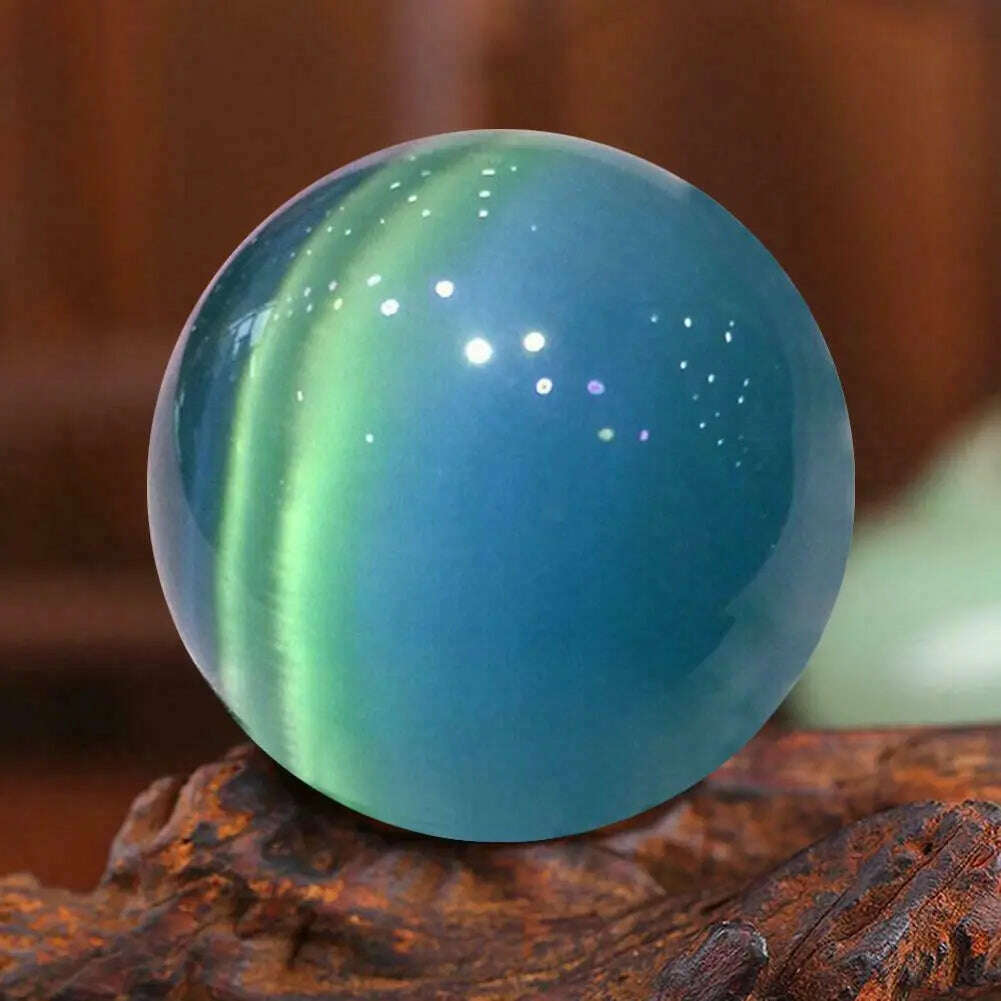 KIMLUD, 40mm Blue Cat's-eye Opal Natural Quartz Crystal Healing Stone Ball Sphere Decor, 40mm, KIMLUD Women's Clothes