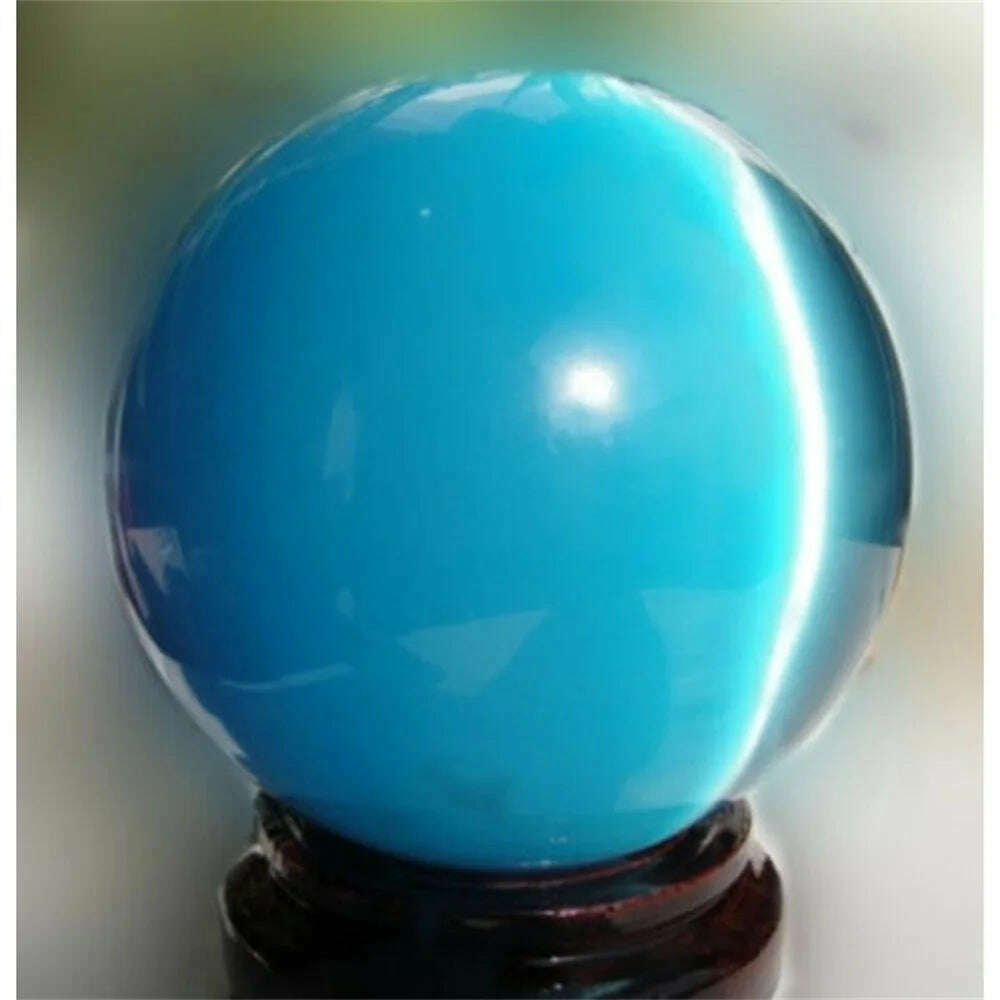 KIMLUD, 40mm Blue Cat's-eye Opal Natural Quartz Crystal Healing Stone Ball Sphere Decor, KIMLUD Women's Clothes
