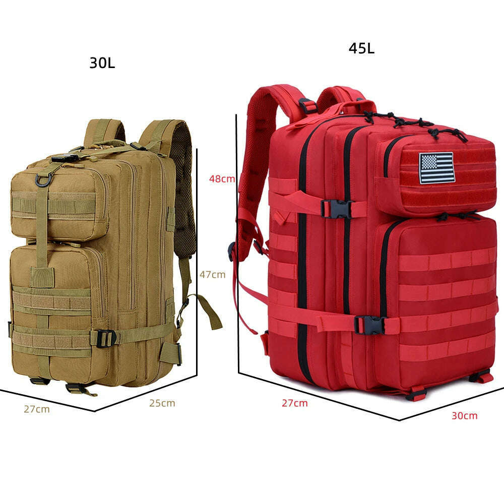 45L Tactical 3P Backpack Bag 30L 3 Days Outdoor Backpack Waterproof Climbing Rucksack Camping Hiking Bag Mochila - KIMLUD