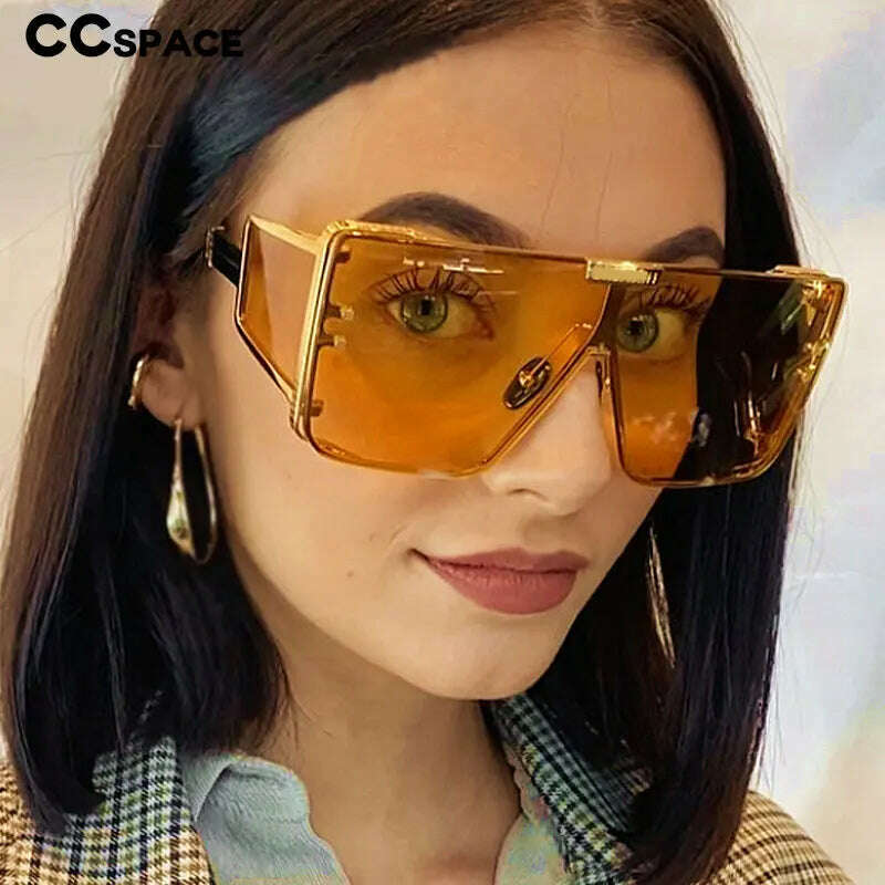 46588 Oversized One Lens Goggle Sunglasses Retro Men Women Fashion Shades UV400 Vintage Glasses - KIMLUD