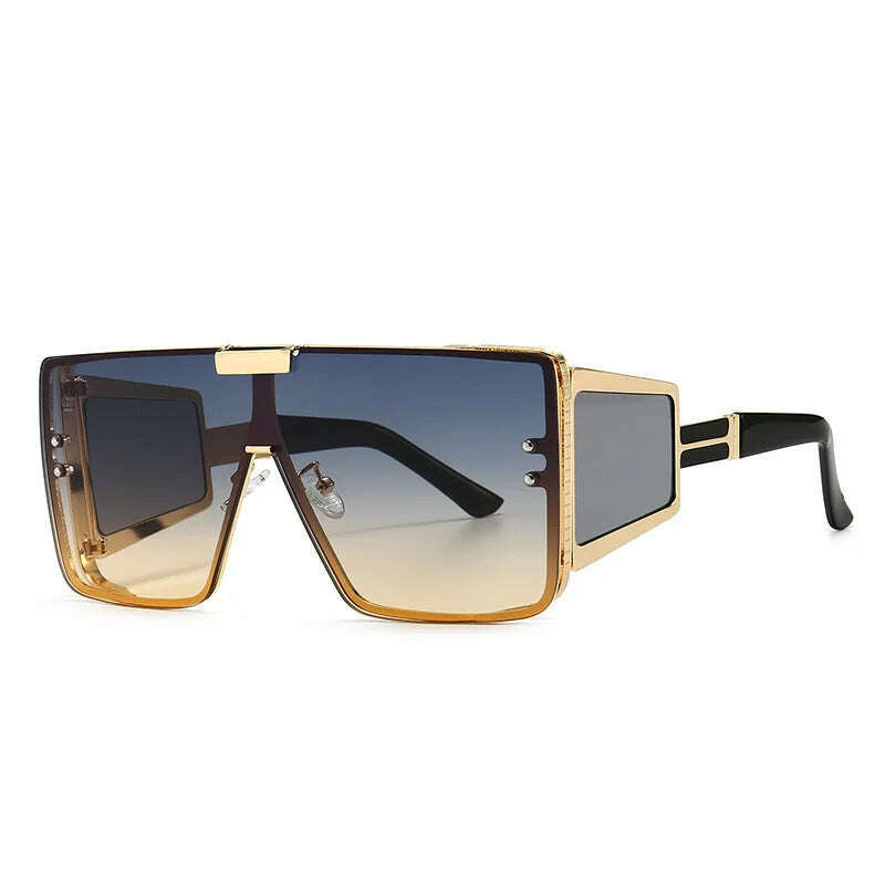 46588 Oversized One Lens Goggle Sunglasses Retro Men Women Fashion Shades UV400 Vintage Glasses - KIMLUD