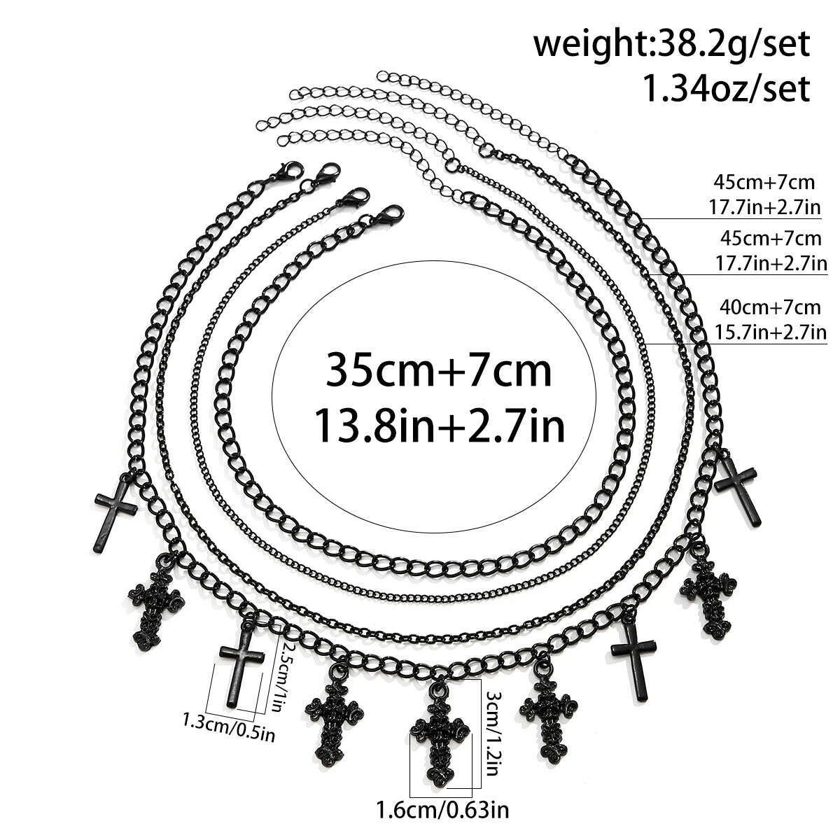 4Pcs Goth Black Cross Jesus Tassel Pendant Choker Necklace for Women Punk Metal Clavicle Chain Halloween Jewelry Y2K Accessories - KIMLUD