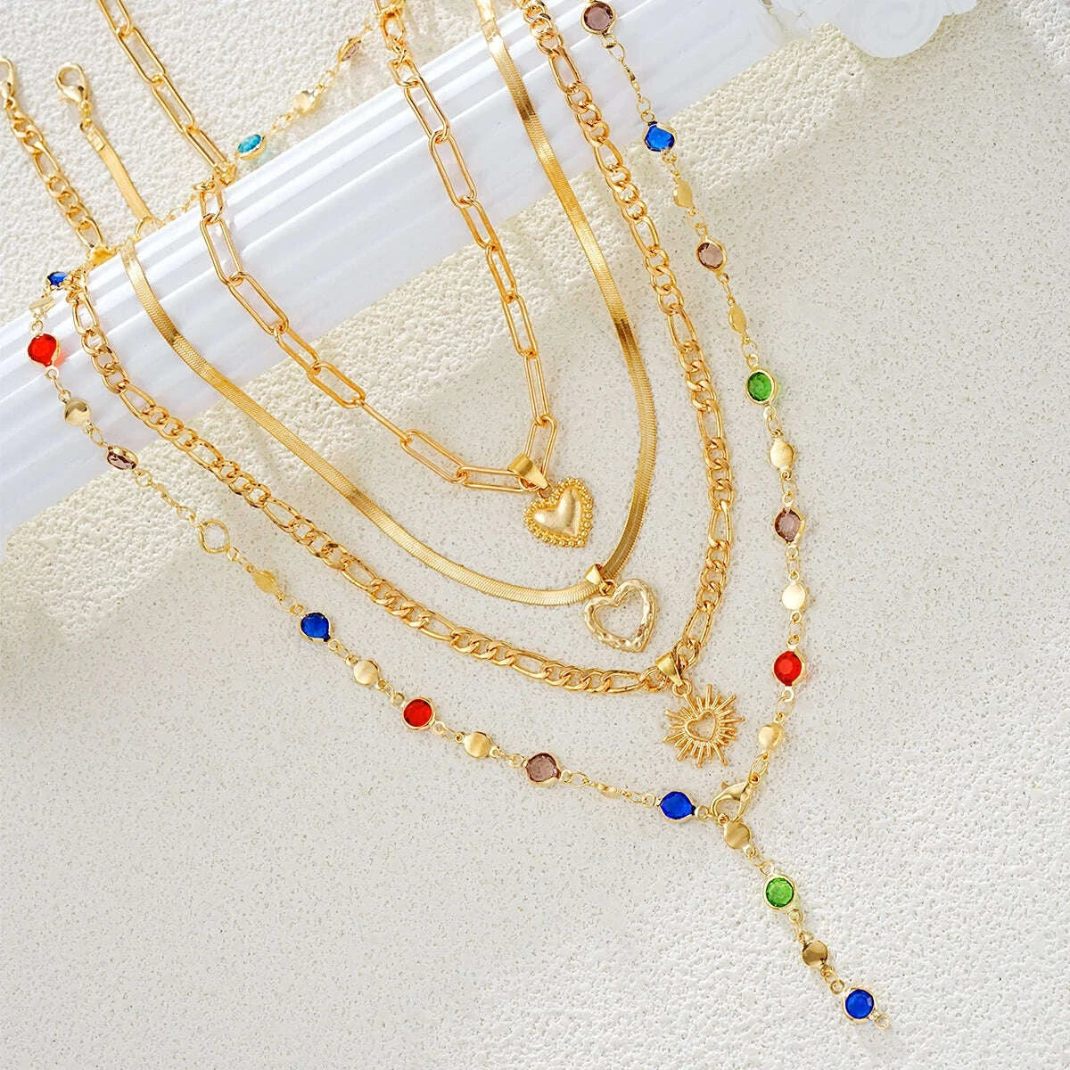4Pcs/Set Simple Jesus Cross Pendant Choker Necklace for Women Trendy Colorful Crystal Chain Christian Daily Wear Jewelry Gifts