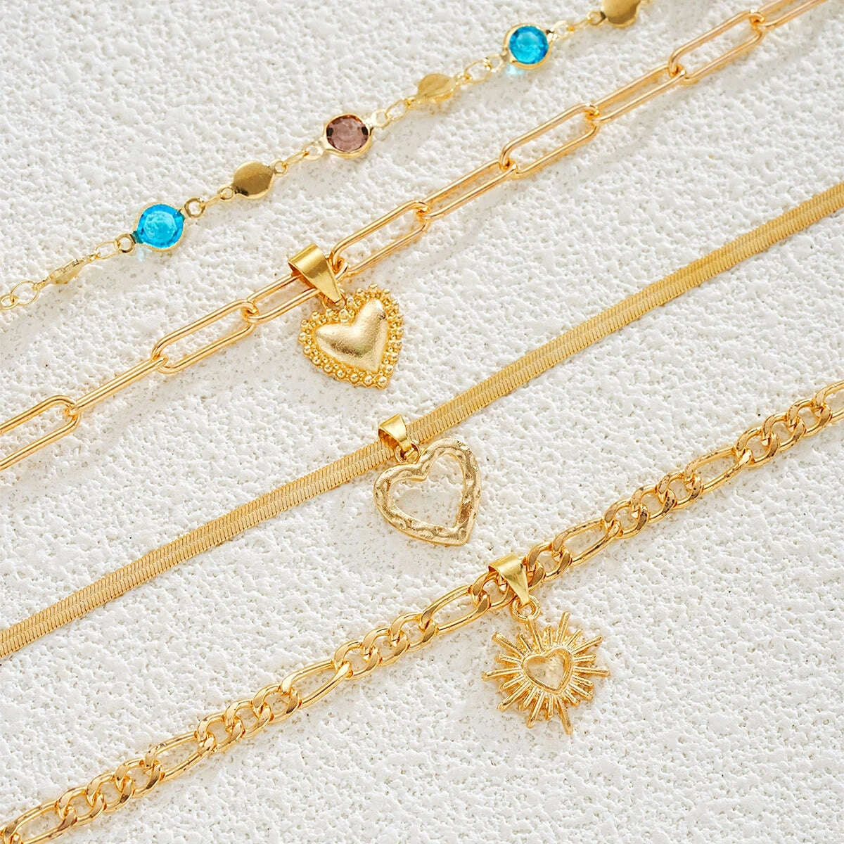 4Pcs/Set Simple Jesus Cross Pendant Choker Necklace for Women Trendy Colorful Crystal Chain Christian Daily Wear Jewelry Gifts