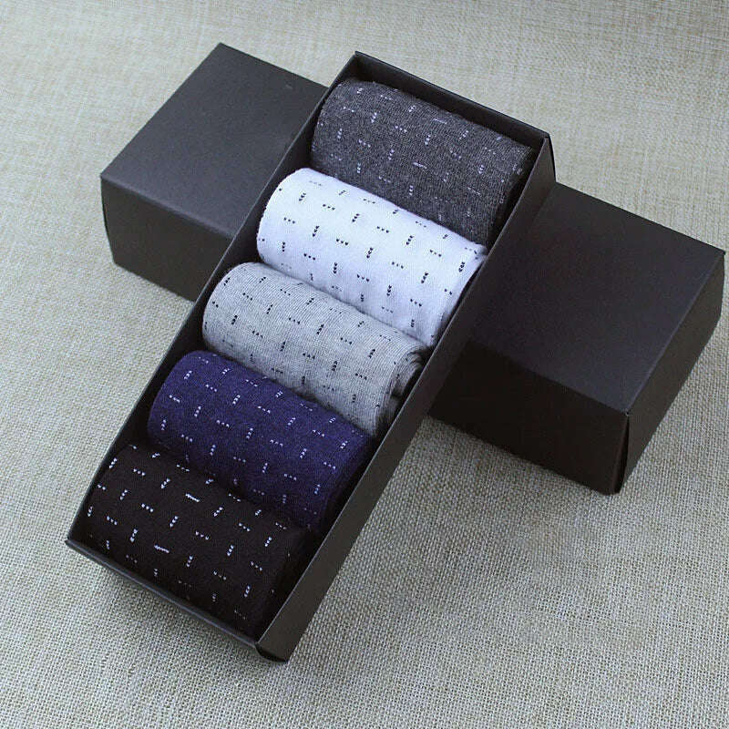 KIMLUD, 5 Pairs Socks Men Classic Boxed Autumn Winter Man Thick Tube Fashion Durable Cotton Sock Meias Absorbent Sweater Gift Man Socks, KIMLUD Womens Clothes