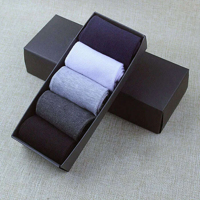 KIMLUD, 5 Pairs Socks Men Classic Boxed Autumn Winter Man Thick Tube Fashion Durable Cotton Sock Meias Absorbent Sweater Gift Man Socks, A, KIMLUD Womens Clothes