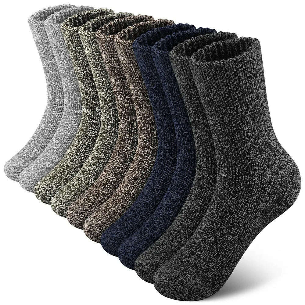 KIMLUD, 5 Pairs Winter Thicken Wool Merino Socks Women Towel Keep Warm Winter Terry Socks New Year Christmas Gift Russia Socks for Man, KIMLUD Womens Clothes