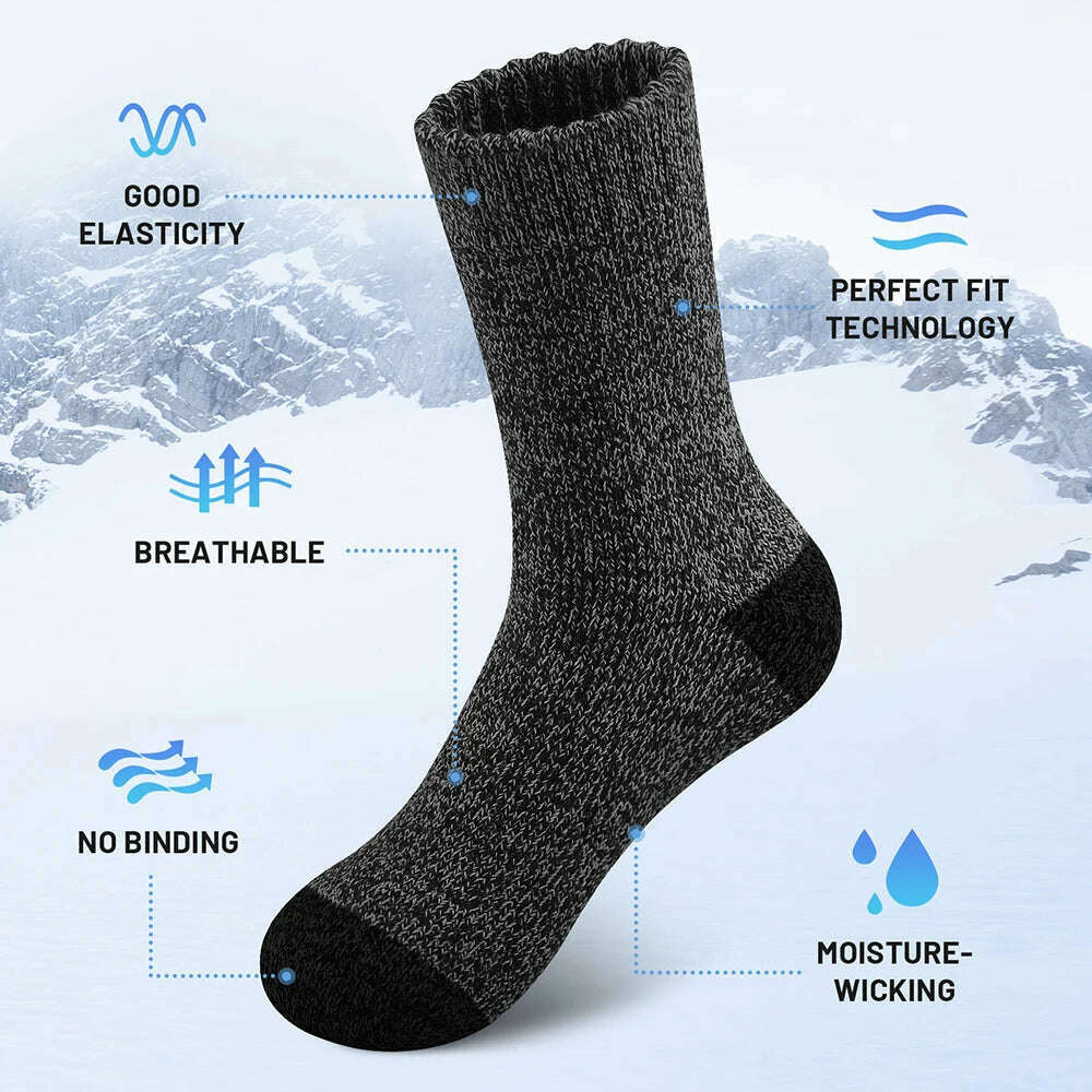 KIMLUD, 5 Pairs Winter Thicken Wool Merino Socks Women Towel Keep Warm Winter Terry Socks New Year Christmas Gift Russia Socks for Man, KIMLUD Womens Clothes