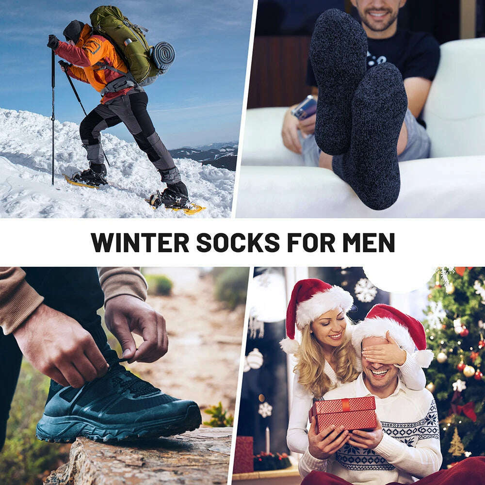 KIMLUD, 5 Pairs Winter Thicken Wool Merino Socks Women Towel Keep Warm Winter Terry Socks New Year Christmas Gift Russia Socks for Man, KIMLUD Womens Clothes
