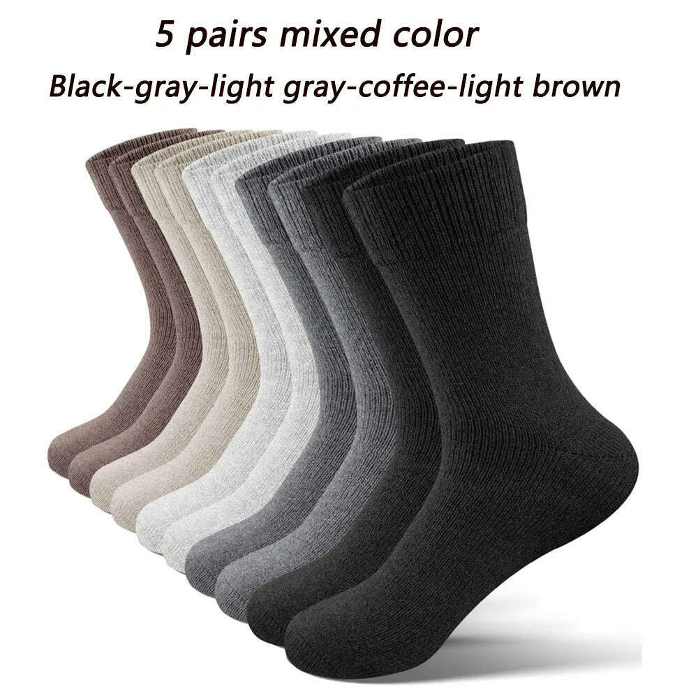 KIMLUD, 5 Pairs Winter Thicken Wool Merino Socks Women Towel Keep Warm Winter Terry Socks New Year Christmas Gift Russia Socks for Man, 5 Pairs Mixed / One Size, KIMLUD Womens Clothes