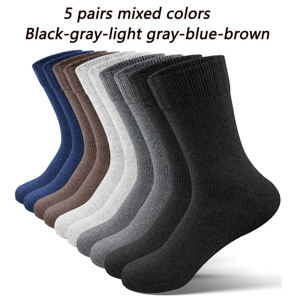 KIMLUD, 5 Pairs Winter Thicken Wool Merino Socks Women Towel Keep Warm Winter Terry Socks New Year Christmas Gift Russia Socks for Man, 5 Pairs Mixed 1 / One Size, KIMLUD Womens Clothes