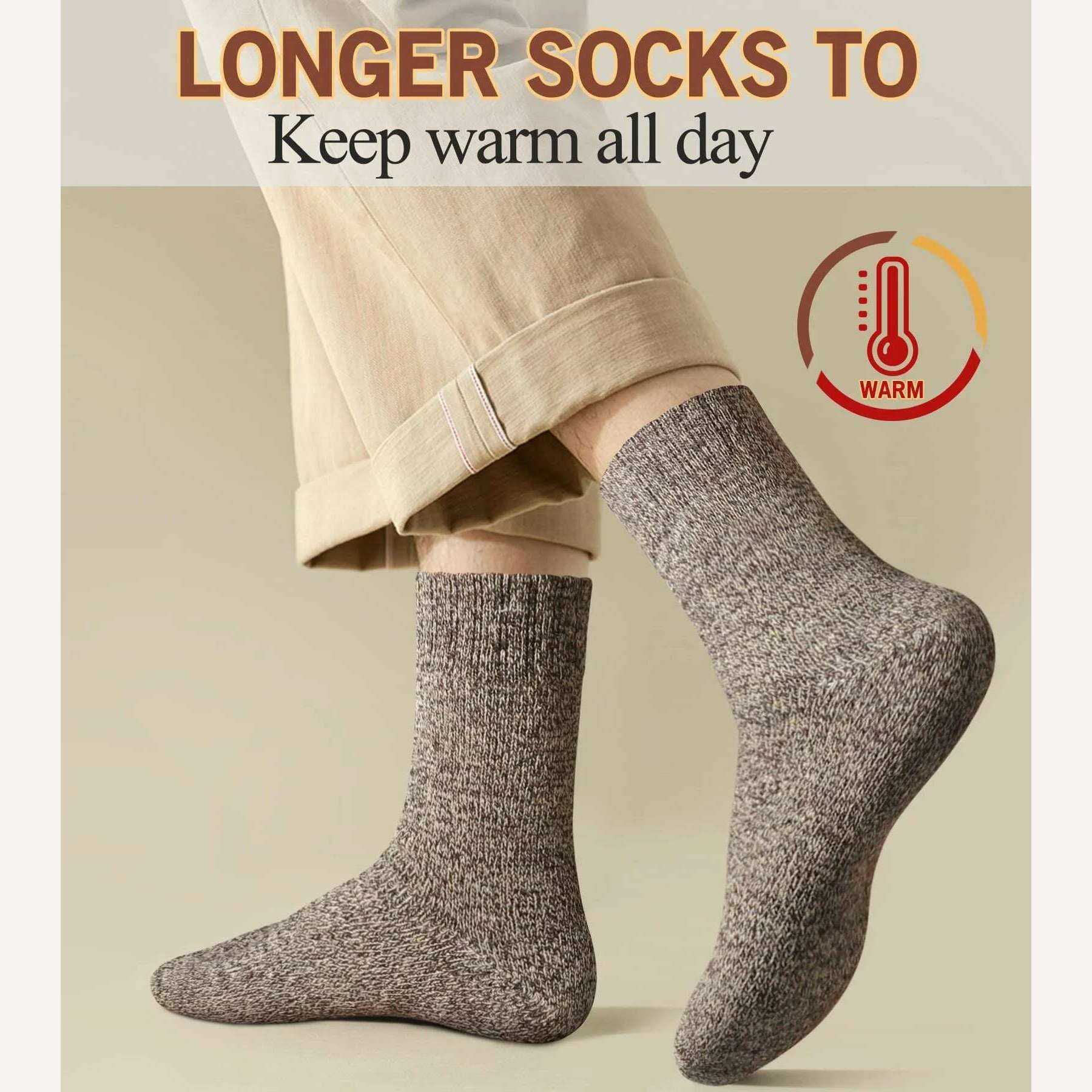 KIMLUD, 5 Pairs Winter Warm Men’s Socks Wool Male Women Socks Super Thicker Solid Socks Merino Wool Socks Against Cold Snow Terry Socks, KIMLUD Womens Clothes