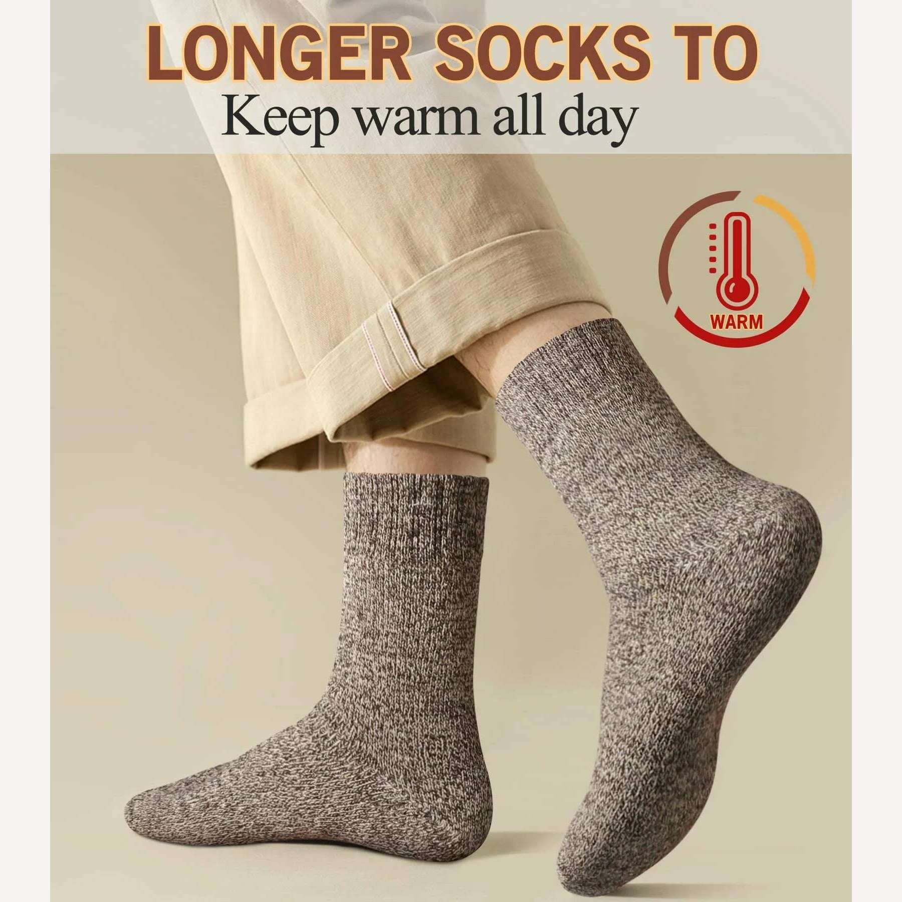 5 Pairs Winter Warm Men’s Socks Wool Male Women Socks Super Thicker Solid Socks Merino Wool Socks Against Cold Snow Terry Socks - KIMLUD