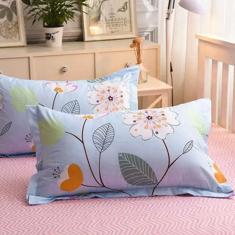 KIMLUD, 50  1 Piece 48cm*74cm Pillowcase 100% Cotton Beauty Floral Printing Pillow Case Cover For Bedroom, KIMLUD Women's Clothes
