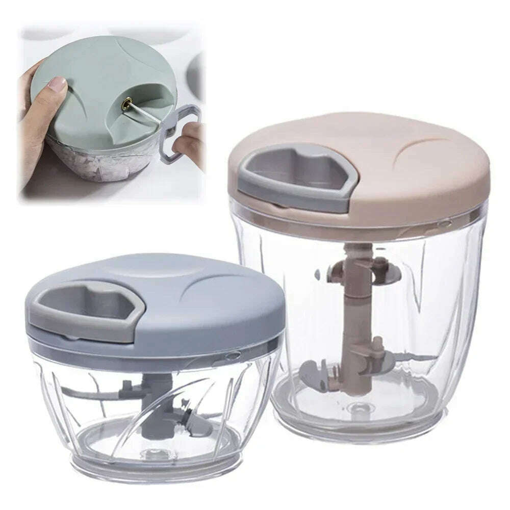 500/900ML Garlic Chopper Manual Rotate Vegetable Cutter Chopper Slicer Fruit Garlic Crusher Kitchen Gadget Blenders Meat Grinder - KIMLUD