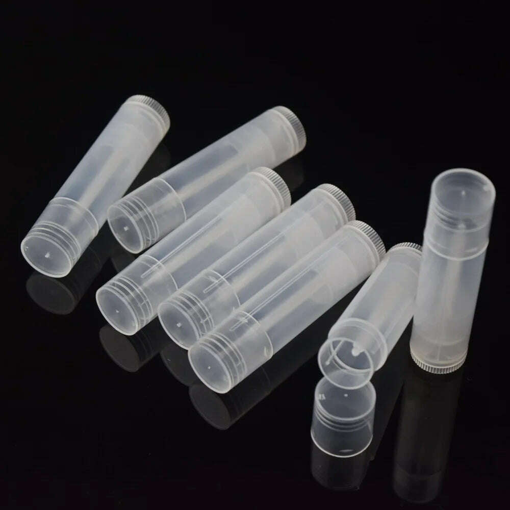 KIMLUD, 50pcs 5g DIY Lip Balm Container Tubes with Plastic Cap for Homemade Lip Balm Travel Empty Cosmetic Containers Lipstick Tube, Clear, KIMLUD Women's Clothes