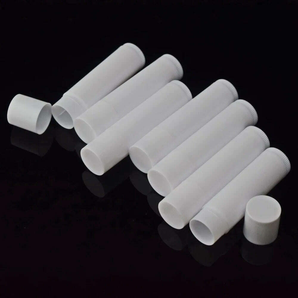 KIMLUD, 50pcs 5g DIY Lip Balm Container Tubes with Plastic Cap for Homemade Lip Balm Travel Empty Cosmetic Containers Lipstick Tube, White, KIMLUD Women's Clothes