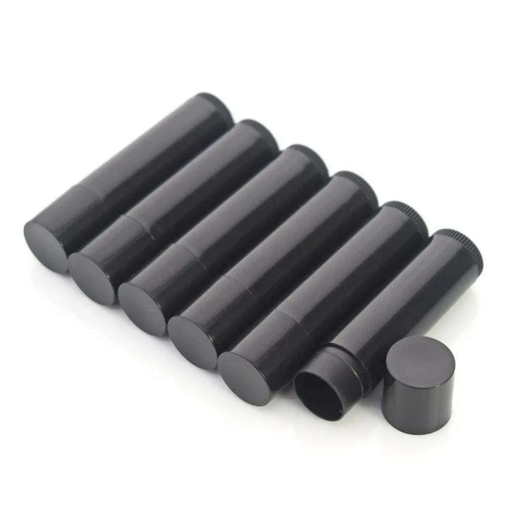 KIMLUD, 50pcs 5g DIY Lip Balm Container Tubes with Plastic Cap for Homemade Lip Balm Travel Empty Cosmetic Containers Lipstick Tube, Black, KIMLUD Women's Clothes
