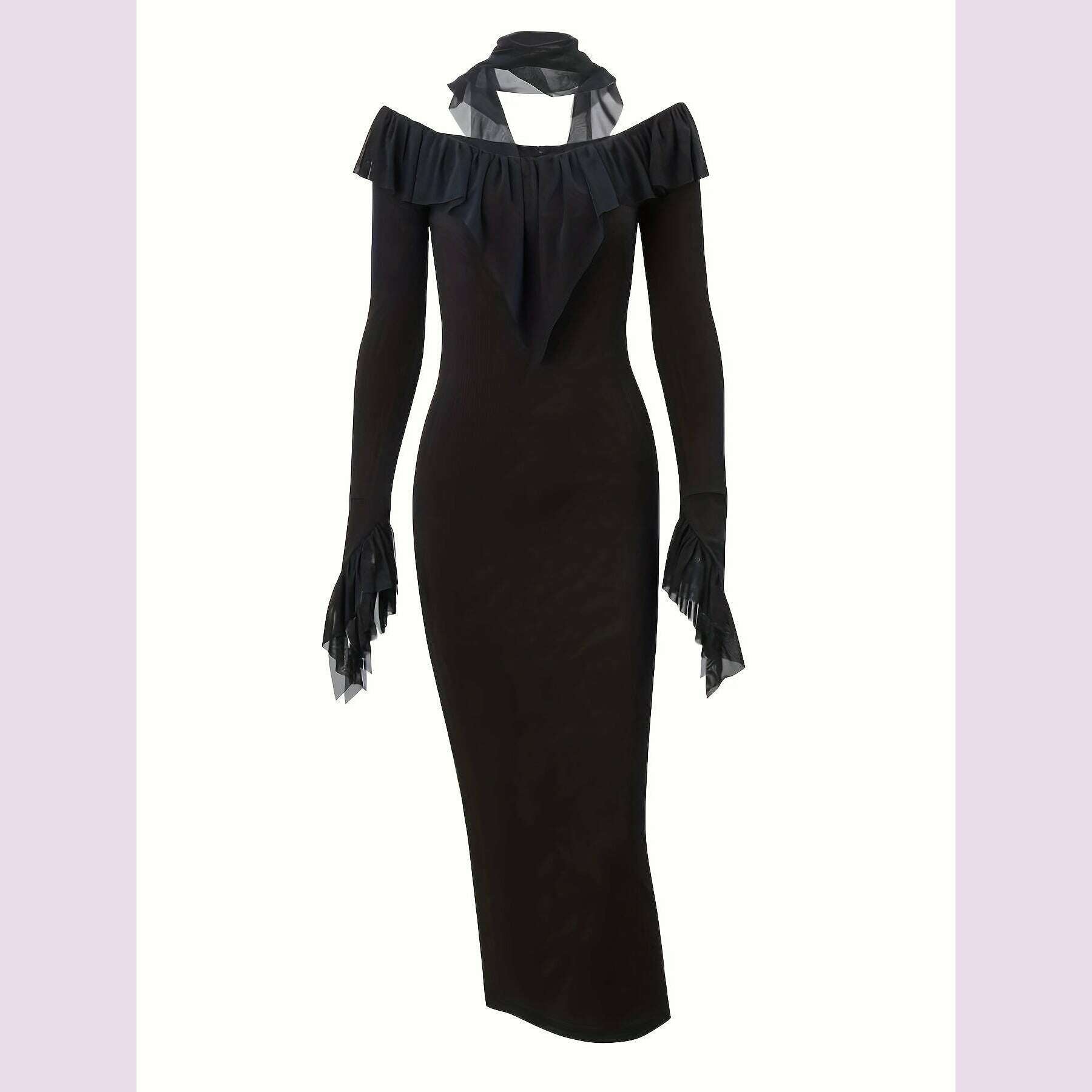 off-shoulder-ruffle-trim-dress-lace-decor-long-sleeve-bodycon-dress-womens-clothingkimlud-womens-fashion-34625897