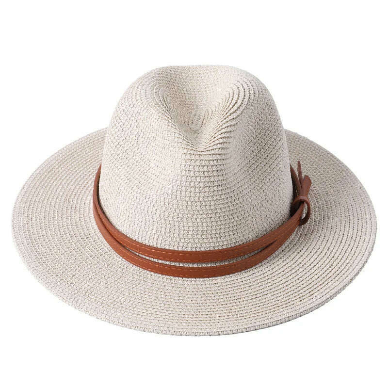 KIMLUD, 56-58-60CM Panama Hats Women Summer Wide Brim Sun Hat Beach Hat Men Fashion Straw Hat UPF UV Protection Fedoras Cap for Travel, KIMLUD Womens Clothes