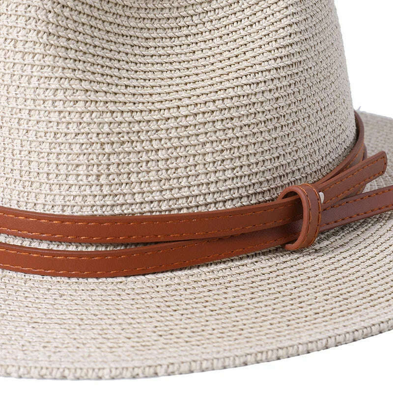 KIMLUD, 56-58-60CM Panama Hats Women Summer Wide Brim Sun Hat Beach Hat Men Fashion Straw Hat UPF UV Protection Fedoras Cap for Travel, KIMLUD Womens Clothes