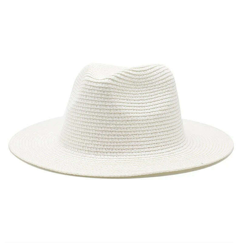 KIMLUD, 56-58-60CM Panama Hats Women Summer Wide Brim Sun Hat Beach Hat Men Fashion Straw Hat UPF UV Protection Fedoras Cap for Travel, white C / 58-60cm, KIMLUD Womens Clothes