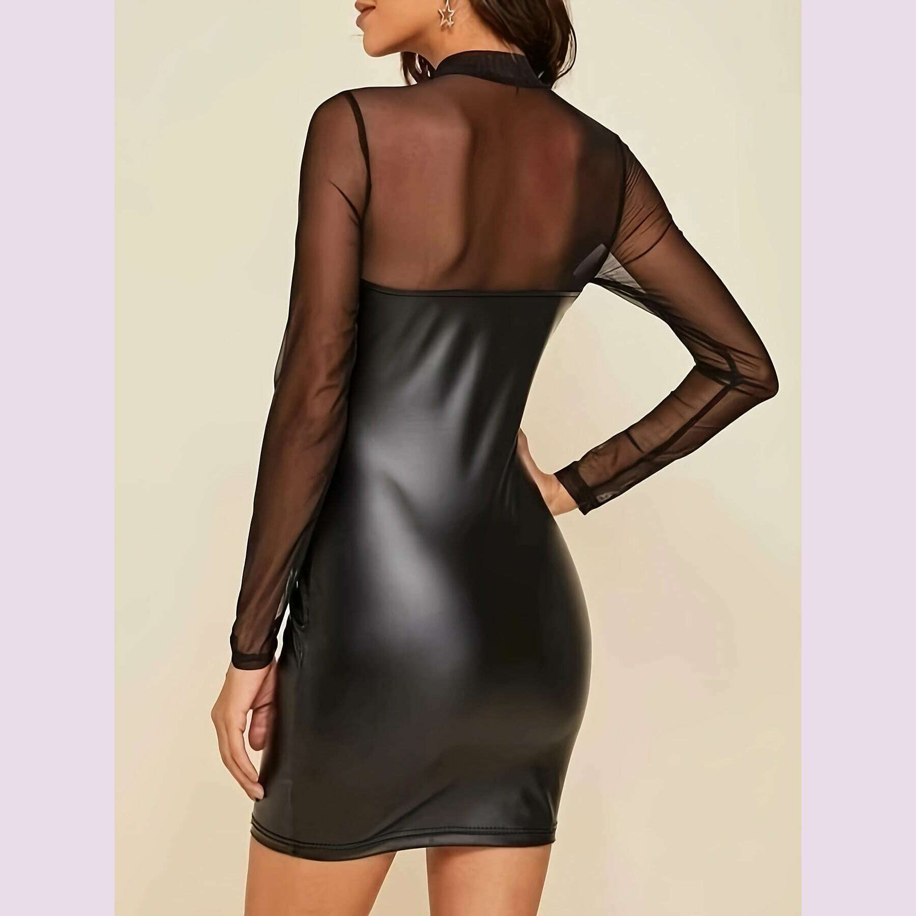 european-and-american-fashion-casual-solid-color-mesh-spliced-bodycon-dress-for-womenkimlud-womens-fashion-34625737